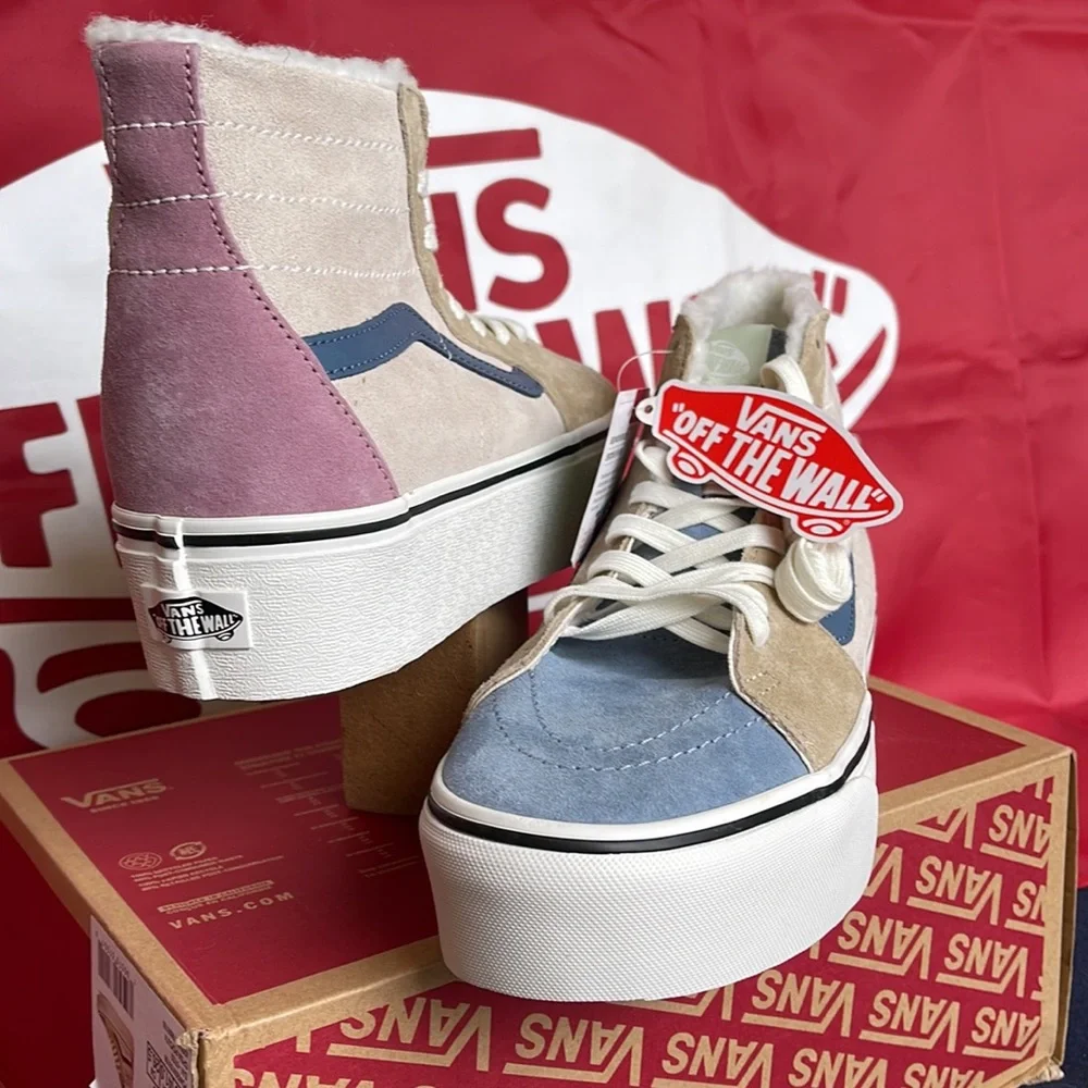 Vans Sk8-Hi Tapered Pig Suede/Sherpa Multi Co VN0A7Q5PMUL WMNS Platforms